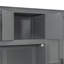 Lit escamotable simple avec garde-robe, armoire et bureau, gris-502103889