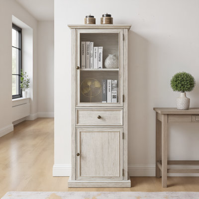 Narrow Tall Storage Cabinet With Drawer, Freestanding Sideboard Cabinet With Glass Door And Shelves, For Living Room, Kitchen, Dining Room, Office by Red Barrel Studio