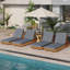 Ensemble de chaises longues en bois d'acacia massif avec coussin de détente (gris foncé et triple plis) - version crème assortie disponible-1035562769