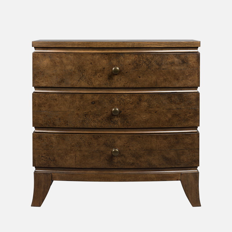 Table de chevet 3 tiroirs Burl Oak, Brun