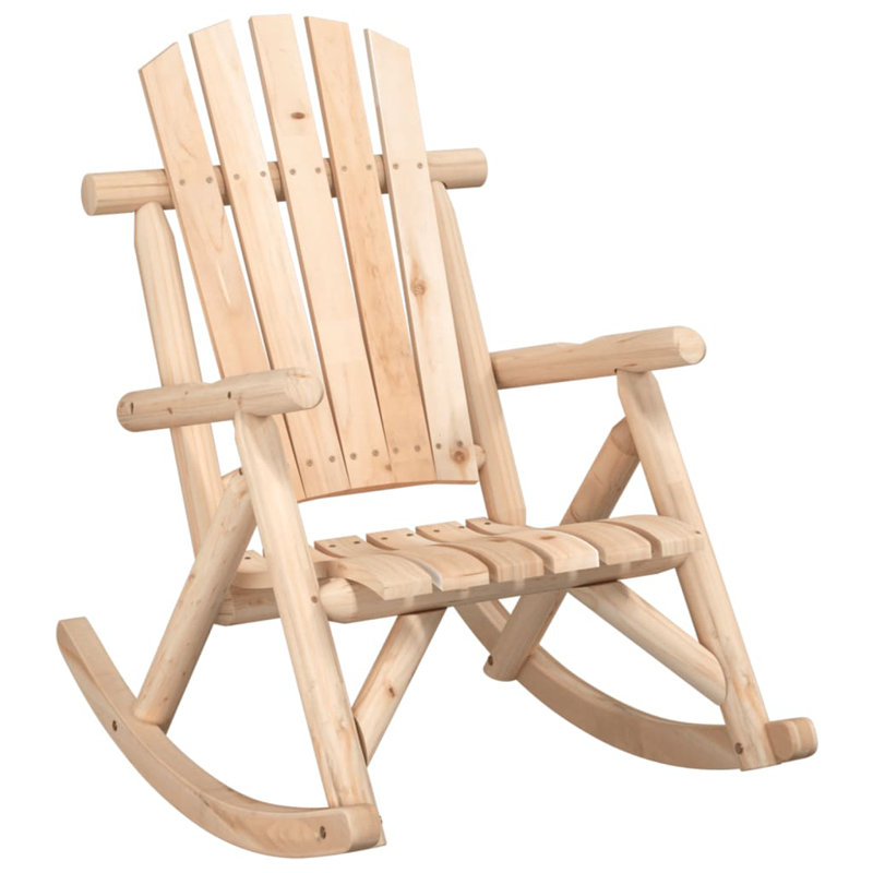 Chaise berçante d'extérieur en bois massif Sariyah, Brun clair