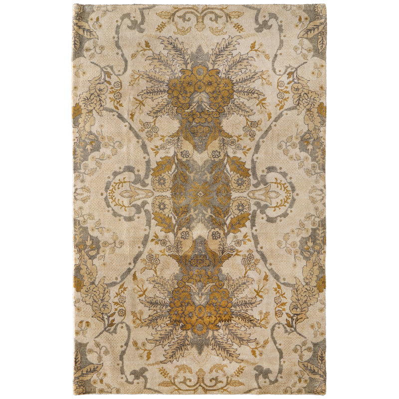 Tapis floral et botanique Vivendi, Tanné, Rectangle 7 pi 9 po x 9 pi 9 po