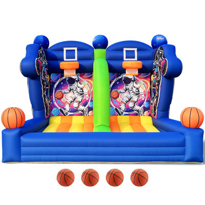 GR8FUN Inflatable Basketball Hoop Shot 13×10×10ft, Blow Up Inflatable Basketball Game with 4 Balls 2 Hoops, Air Blower, Inflatable Games for Outdoor Parties, Carnival Events, Lawn Games