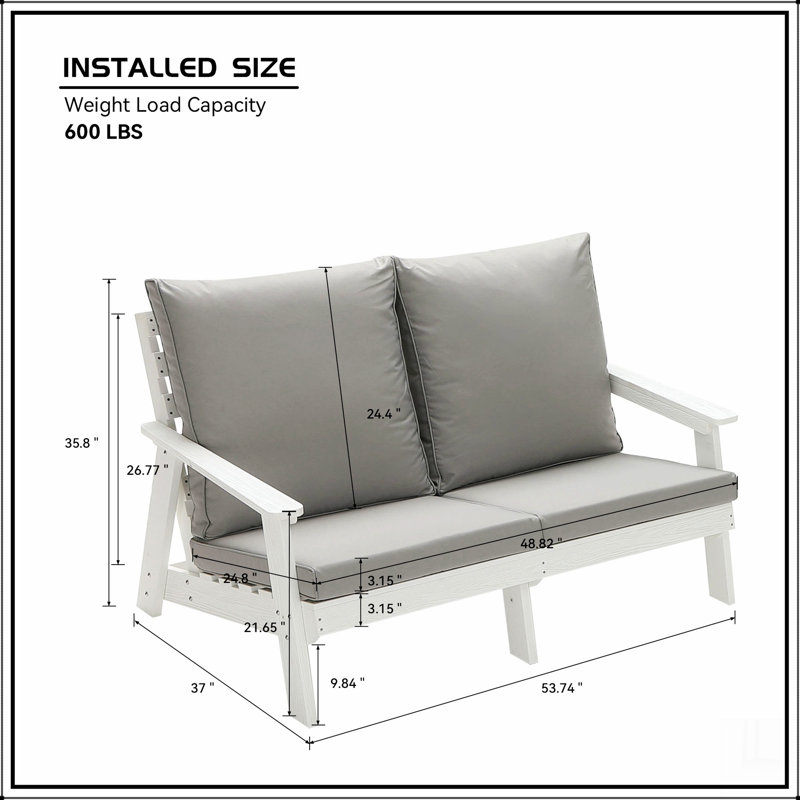 Causeuse d'extérieur avec coussin et jardin, Coussin gris / cadre blanc