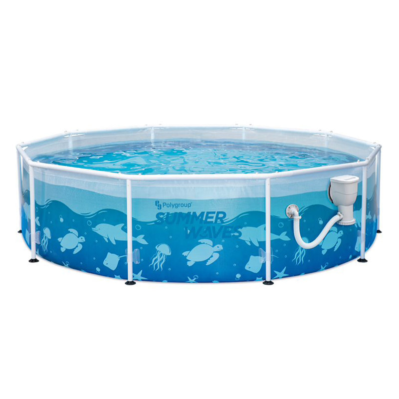 Steel Round Kiddie Pool 30'' H x 120'' W x 120'' L , with Pump Included