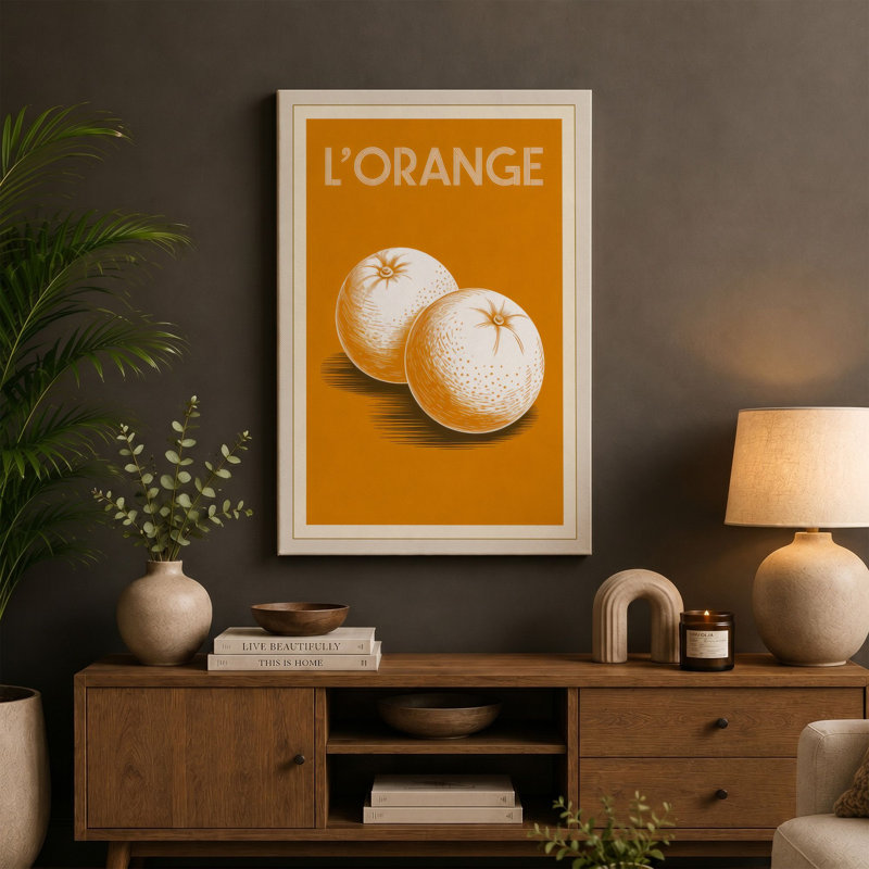 L'Orange Art Deco - Wrapped Canvas, 24x16 - 61.0 x 40.6 cm, Teal Border