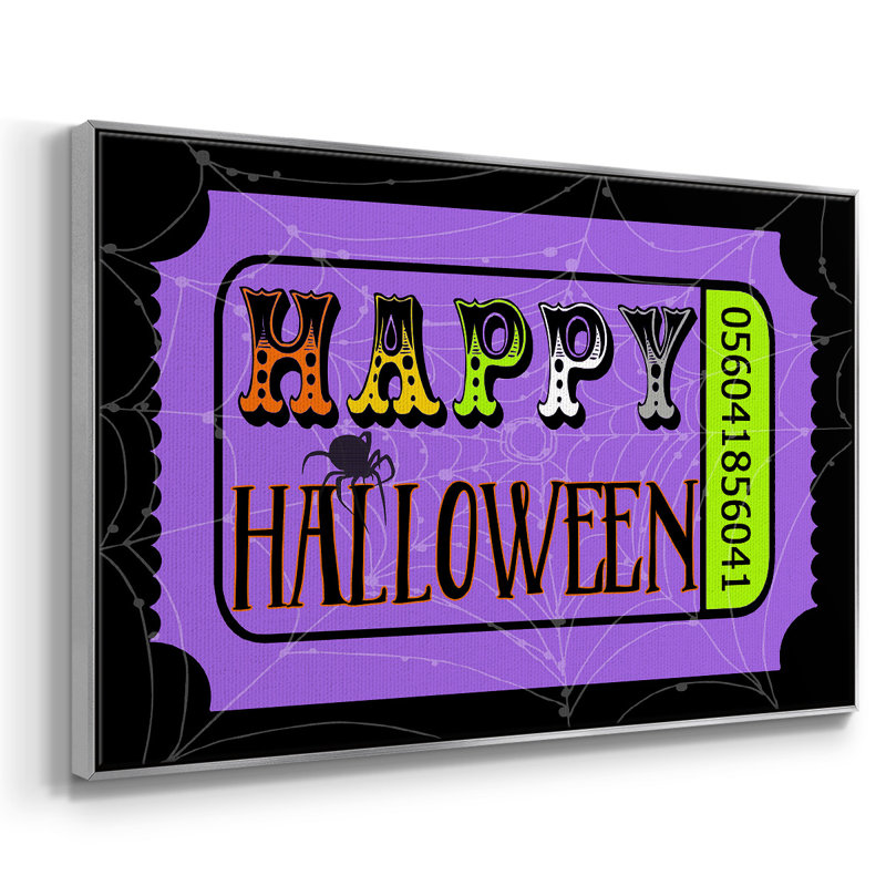 Joyeux Halloween, impression sur toile encadrée, H 17 po x l 25 po x P 2 po, Encadrement argenté