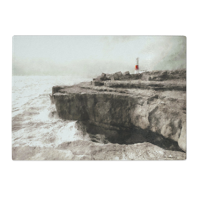 Tempered Glass Portland Bill Lighthouse in Dorset Chopping Board, 20 cm x 28.5 cm