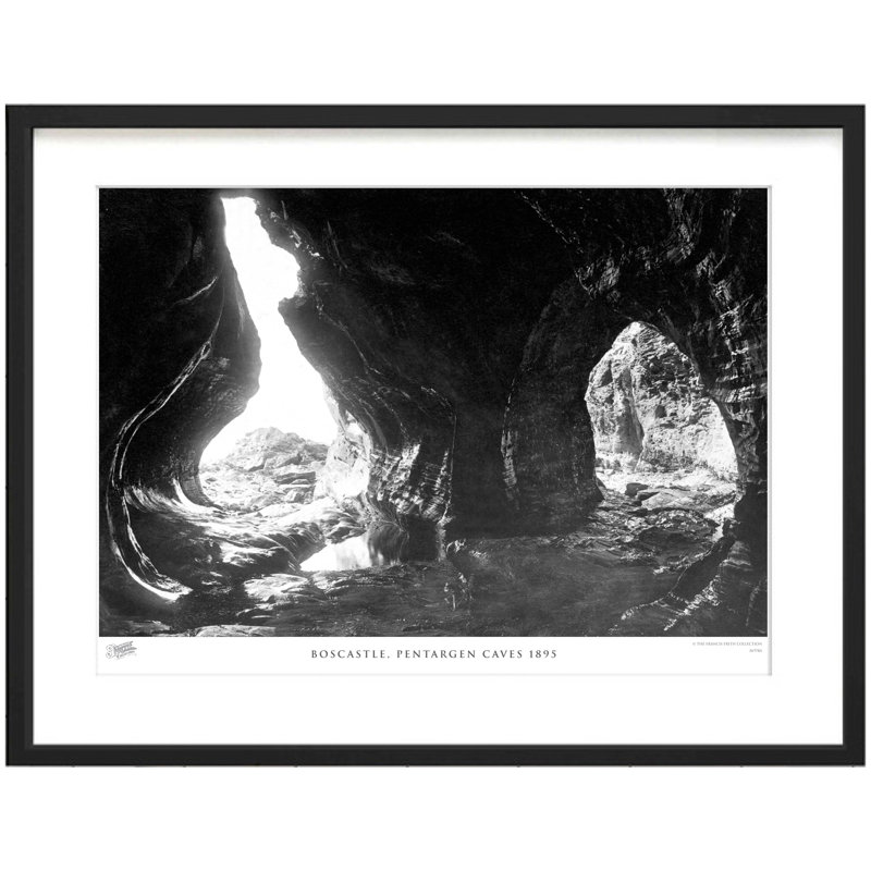 Boscastle, Pentargen Caves 1895 - Single Picture Frame Print on Wood, 40cm H x 50cm W x 2.3cm D