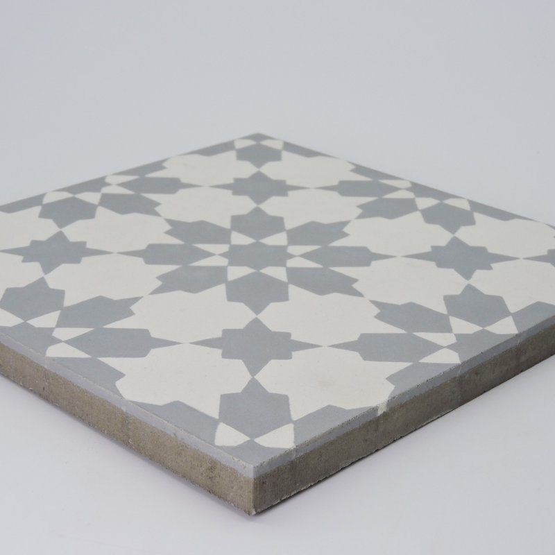 Ahfir 8 in. x 8 in. Tile, Gray/White