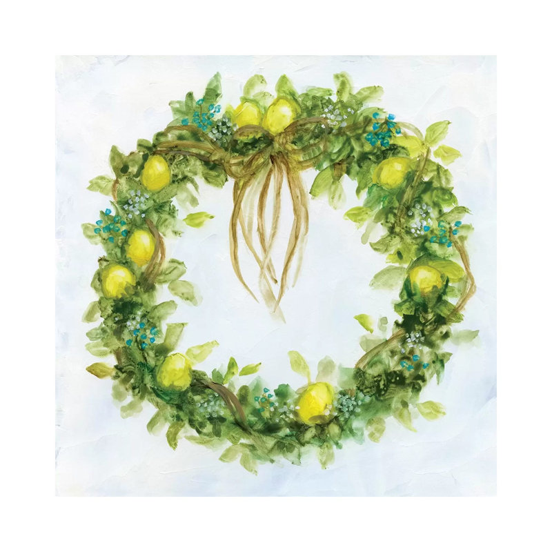 Fresh Lemon Wreath by Nan - Wrapped Canvas Painting, 30.48 cm H x 30.48 cm W