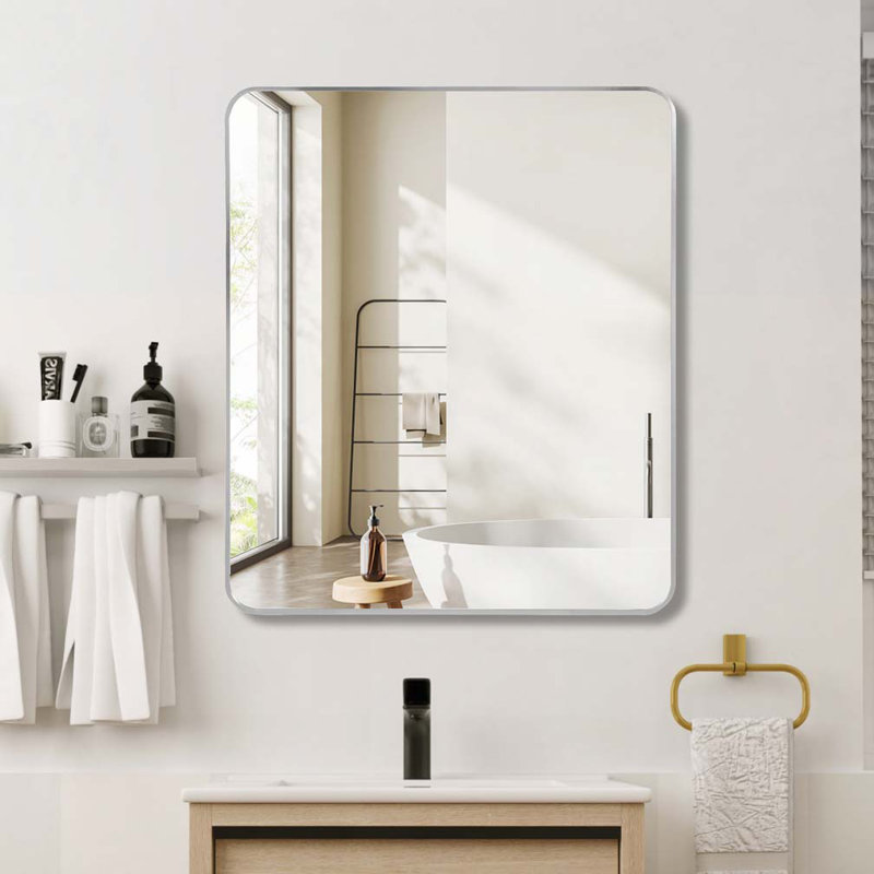 30 "x36" Rectangular Bathroom Wall Mirror, Silver