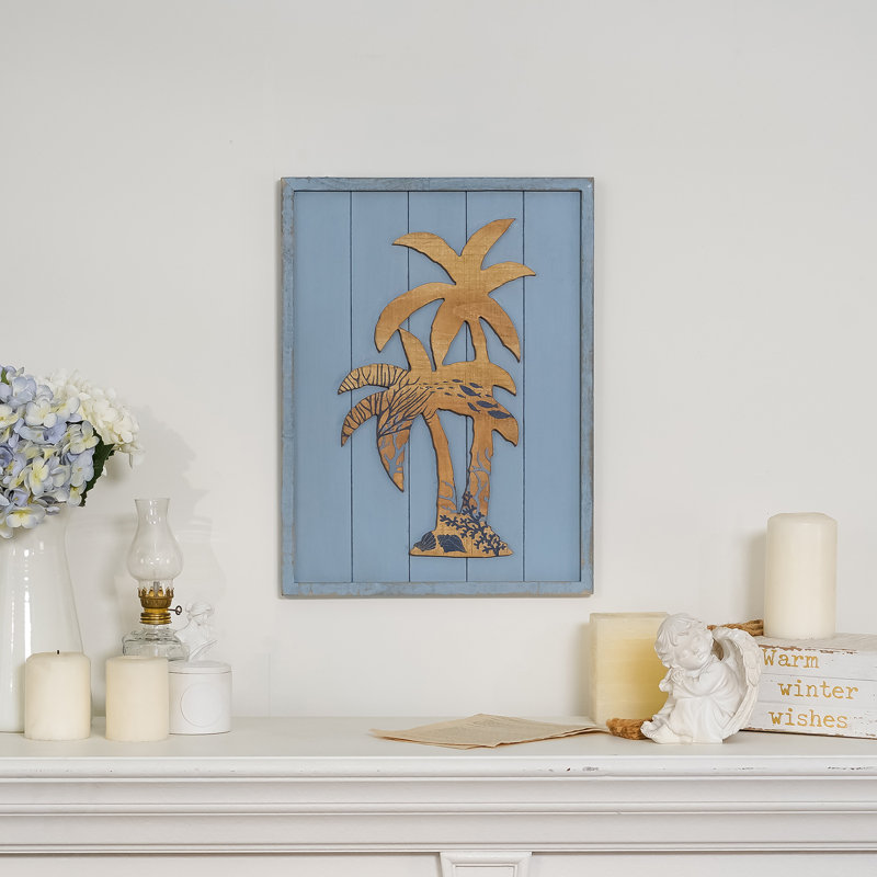 Rustic Coastal Ocean Tropical Palm Tree Wood Wall Decor