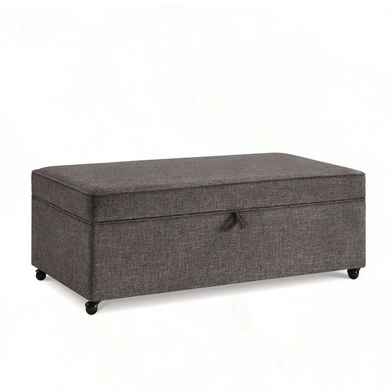Modular Sectional Storage Ottoman With Wheels, Charcoal Grey