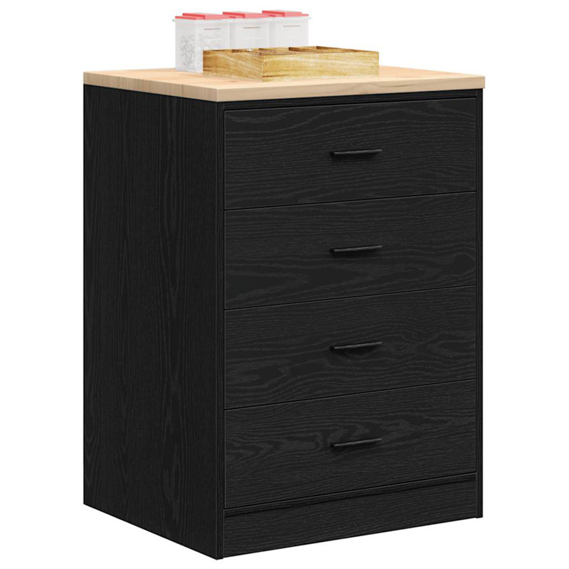 Solid Wood Single Storage Cabinet ( 85cm H x 60cm W x 51cm D), Black