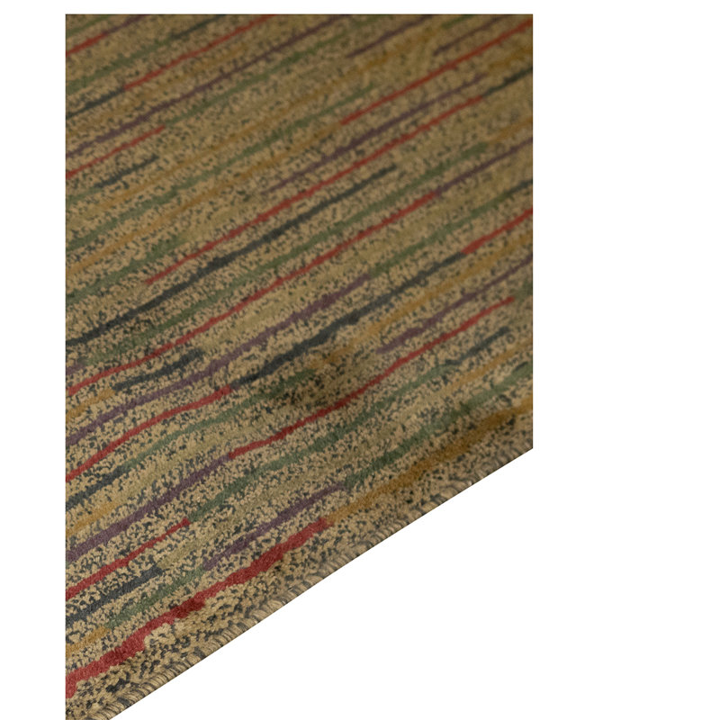Hand Knotted Wool Striped Area Rug