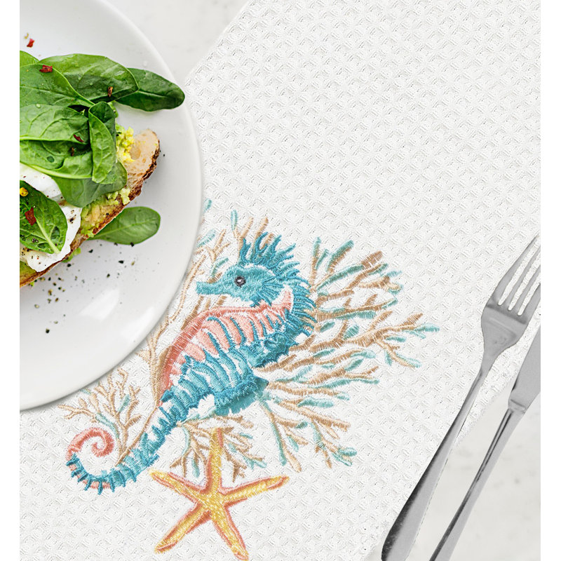 Serviette de cuisine Seahorse And Coral Waffle Weave