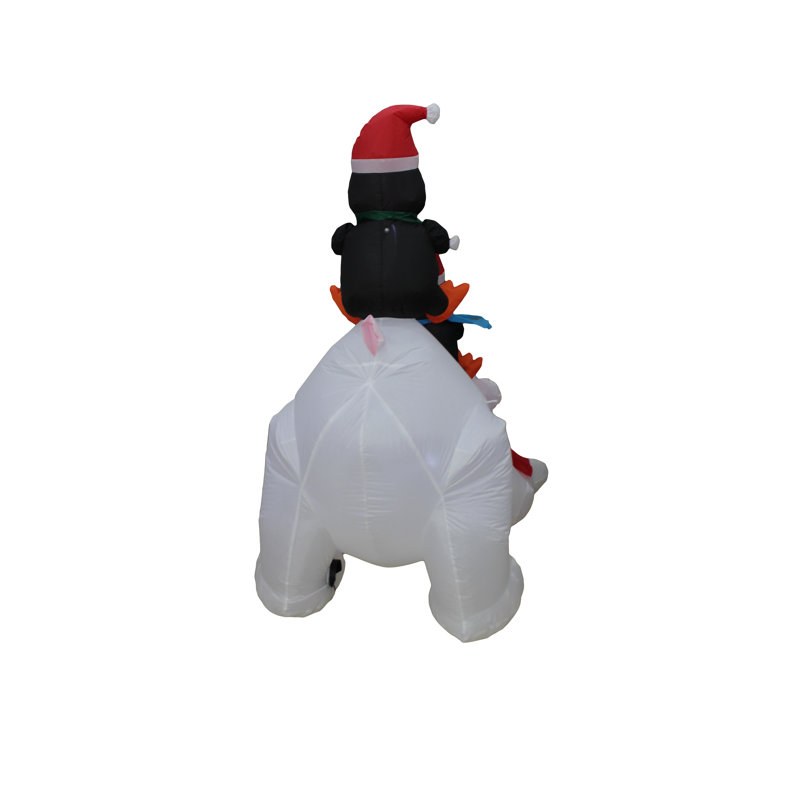 6 Ft Lighted Inflatable Polar Bear with Penguins Christmas Decoration