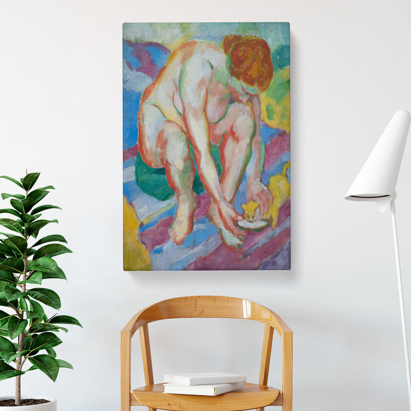 Nude With A Cat by Franz Marc - Wrapped Canvas, 50cm H x 35cm W x 3cm D