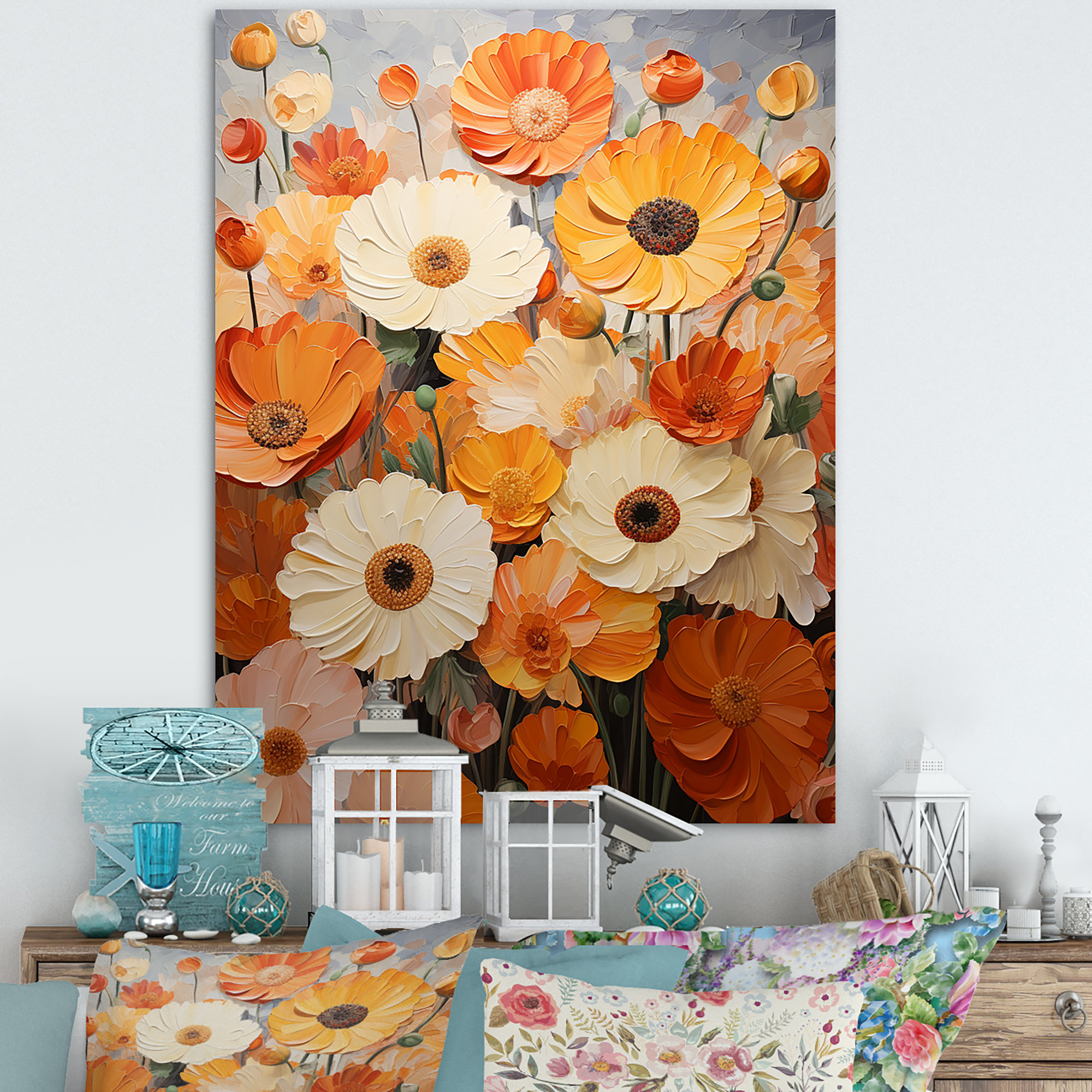 Winston Porter Orange Fiery Blooms 3 - Marigold Wall Art | Wayfair