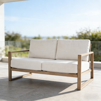 Hamarto Patio Aluminum Loveseat With Olefin Cushions by Peak Home Furnishings