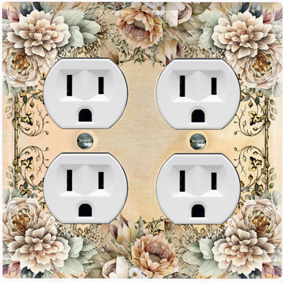 Plaque murale 2 prises White Flower