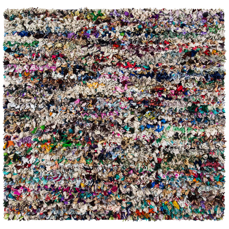 Cudney Shag Hand Woven Performance Abstract Rug, Square 6'