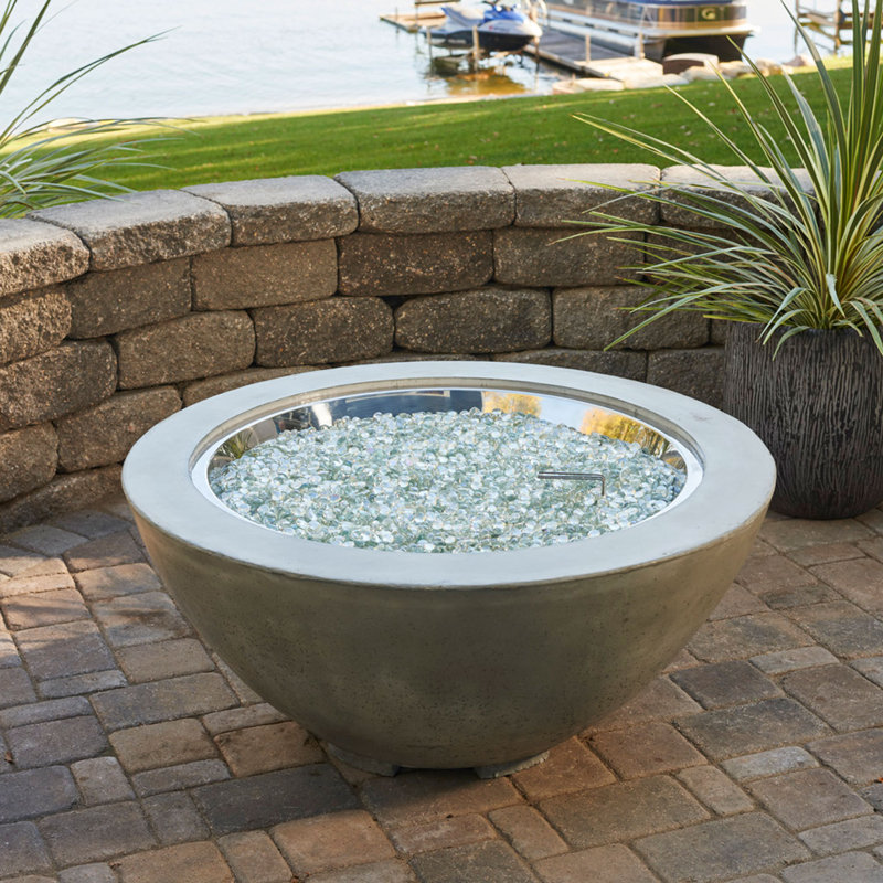 Round Concrete Smokeless Fire Pit Table, 20" H x 29.25" W x 29.25" D