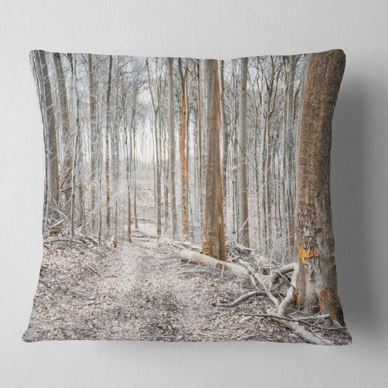 Photographie de forêt dense en hiver - Coussin imprimé forêt, 16 po x 1 po, Coussin décoratif