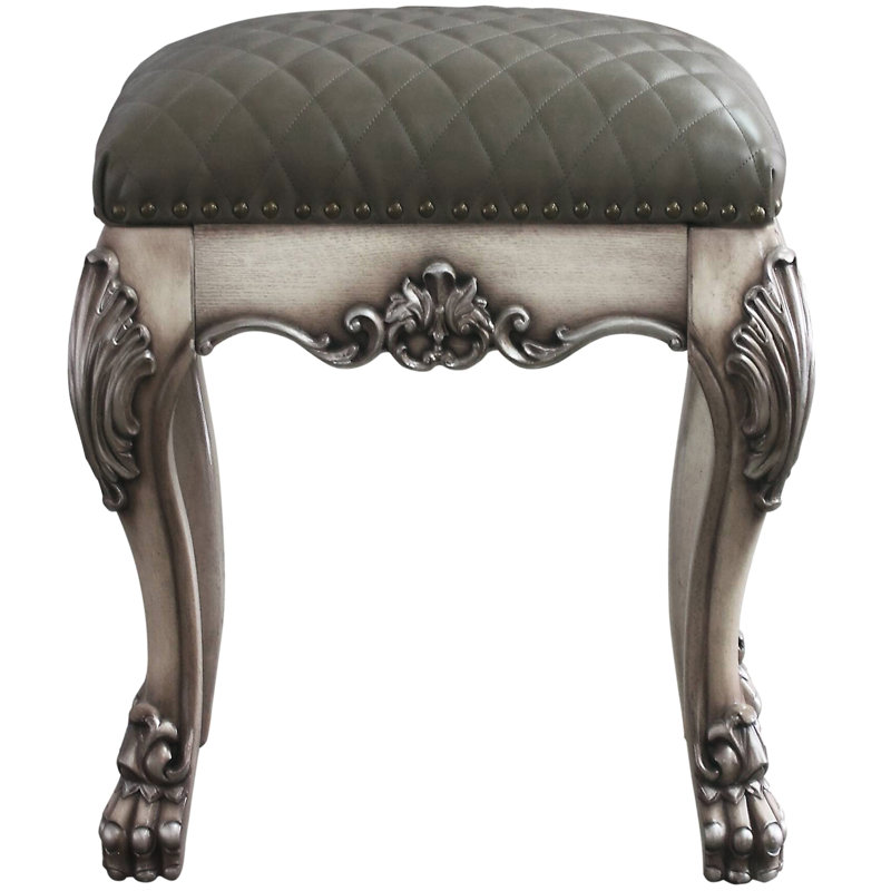 Tabouret de coiffeuse rétro blanc et gris os, rendant votre chambre à coucher plus accueillante et chaleureuse