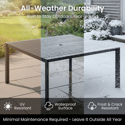 8-Person Aluminum Outdoor Dining Set with Umbrella Hole and Adjustable Folding Chairs