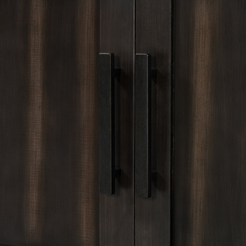 Buffet 55,1 "en bois de pin avec rangement à 3 portes, Black