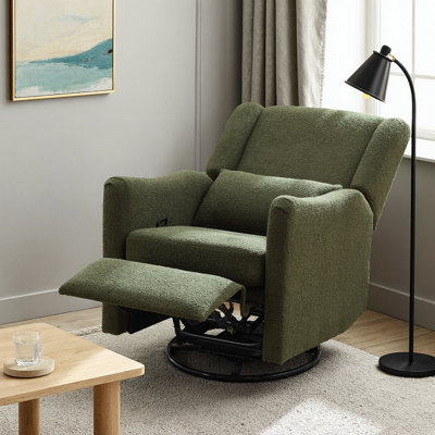 Fauteuil inclinable et oscillant pivotant 29,5 po avec molleton pelucheux | Fauteuil inclinable à bascule 3 positions pour la chambre de bébé, le salon et les petits espaces | Capacité de poids de 250 lb