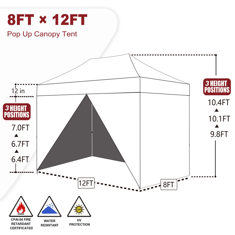 Amber-Lee 96'' W x 180'' D Steel Pop-Up Canopy, Navy, 8ft x 12ft