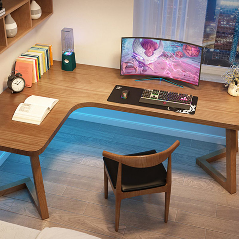 Bureau d'écriture en L en noyer massif, H 29,53 po x l 62,99 po x P 47,24 po, Gauche