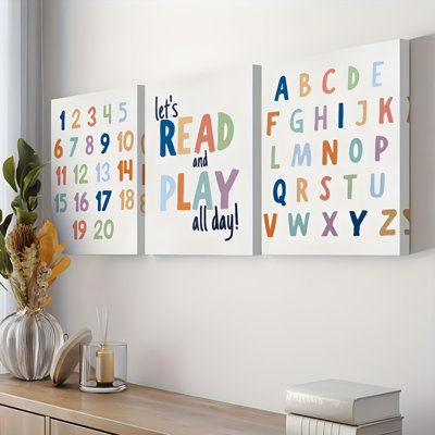 Impression sur toile 3 pièces pour l'alphabet éducatif