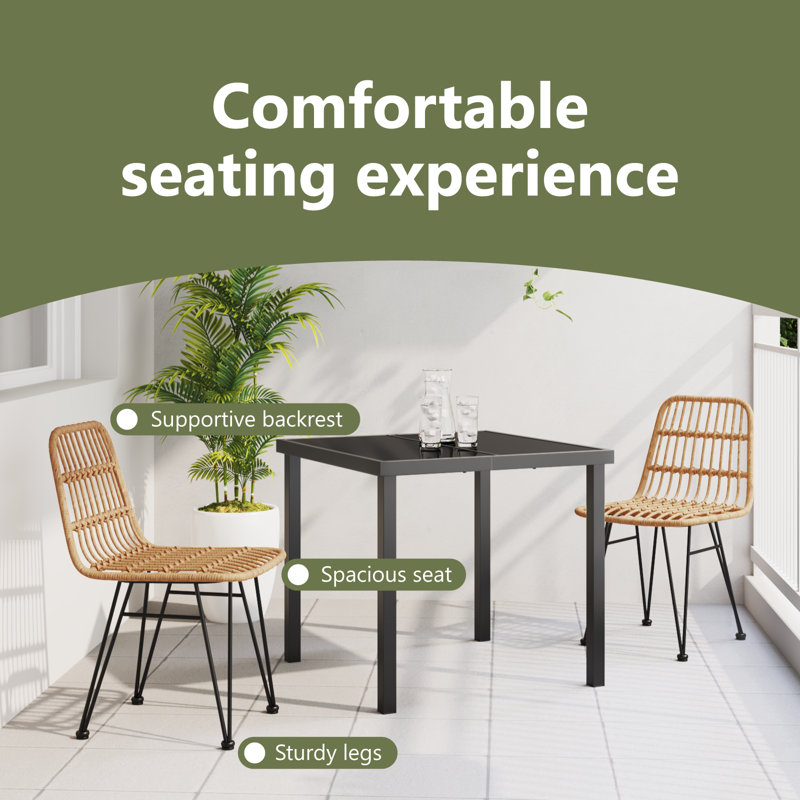 Square 3 - Piece 2 - Person 80Cm L Outdoor Dining Set, Natural