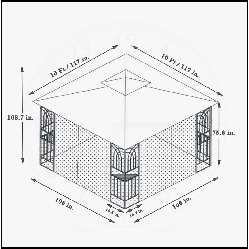 10x10 Outdoor Patio Gazebo Canopy Tent With Ventilated Double Roof And Mosquito net(Detachable Mesh Screen On All Sides)