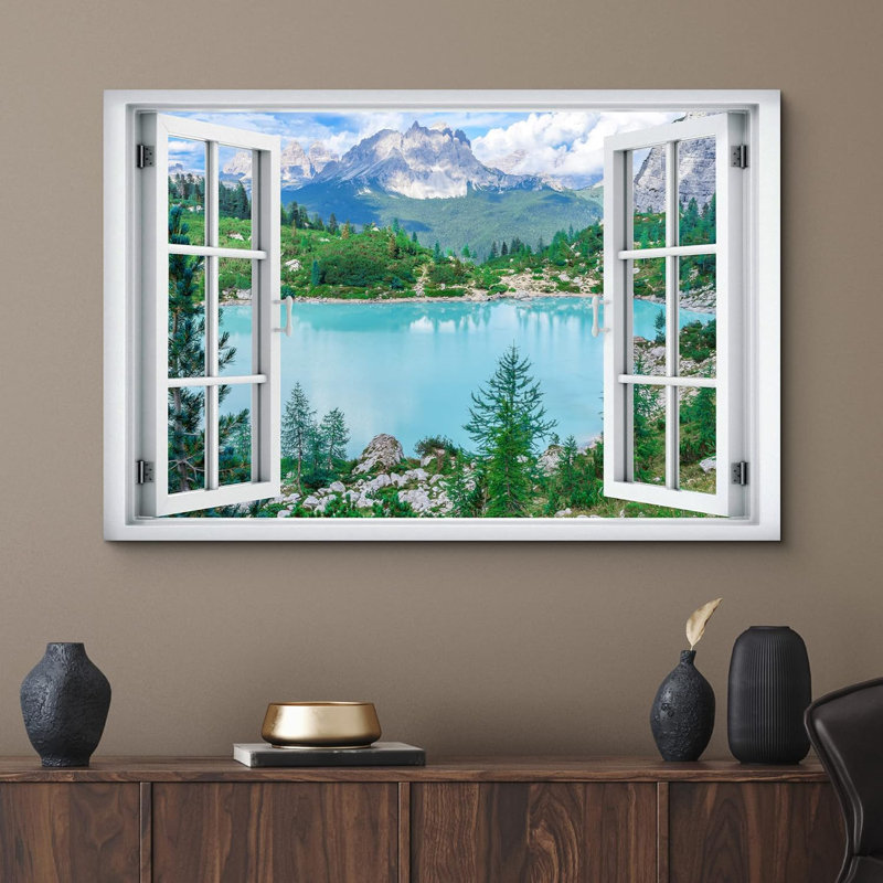 Fenêtre, paysage, «Vue de la fenêtre, forêt du Colorado, chaîne de montagnes, paysages naturels» sur, H 32 po x l 48 po