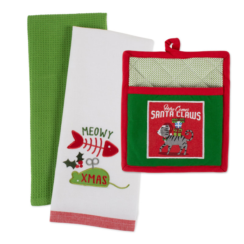 Ensemble de cuisinier poignée 3 pièces kittyy imports christmas