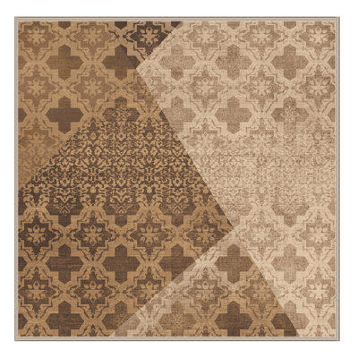 Machine Washable Penola Global Inspired Moroccan Rug in Brown – Beige Binding