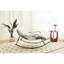 Chaise berçante blanche moderne avec revêtement en polyuréthane extra-large, offrant un endroit confortable et généreux, inclinable et oscillant idéal pour les jardins et les bord de piscine-1052912323