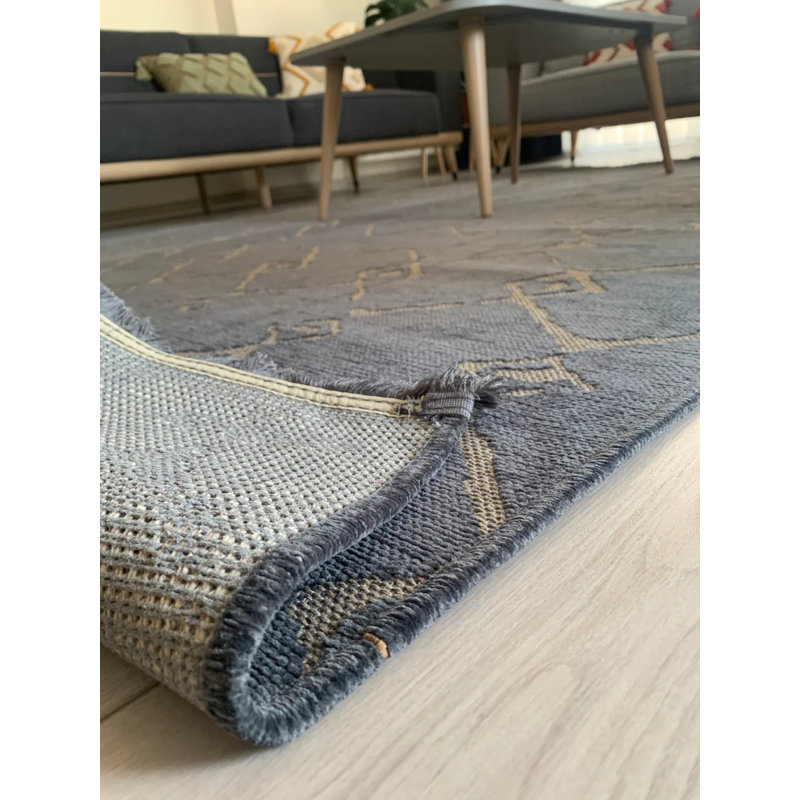 Viara Performance Chenille Washable Geometric Indoor / Outdoor Rug, Rectangle 5'3" x 7'6"
