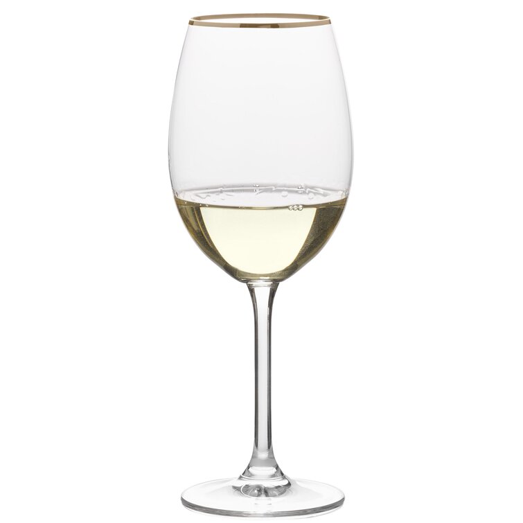 Mikasa Julie Gold Set of 4 White Wine Glasses, 16.5-Ounce, Clear