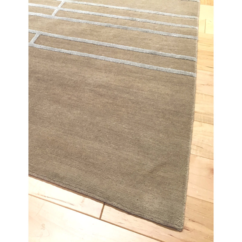 Pangden Bars Hand-Knotted Area Rug in Sandstone, Rectangle 6' x 9'
