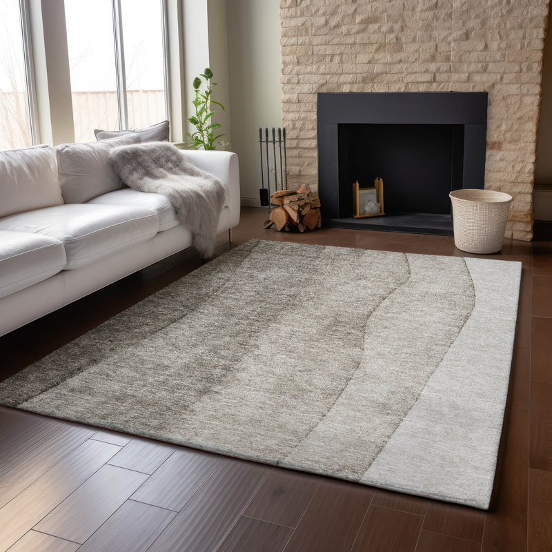 Premium Machine Washable Prisco Taupe Rug, Rectangle 9' x 12'