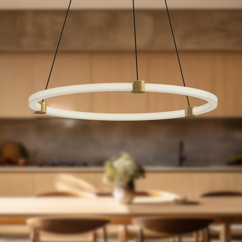 Bruni 1 - Light LED Pendant, Brushed Gold, 1.38" H x 24.5" W x 24.5" D