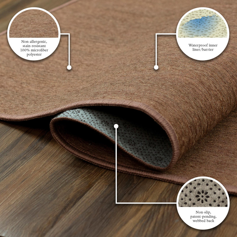 Espresso Easy-Care Flat Woven Washable Runner Rug 2.5x7