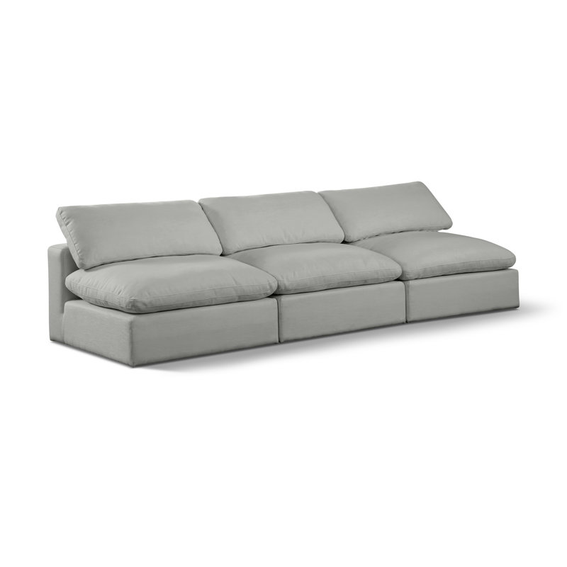 Canapé modulaire en lin 120 ", Tissu gris texturé en lin