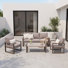 Arunas 5-Person 4-Piece Outdoor Conversation Set with Wood-Grain Steel Frame